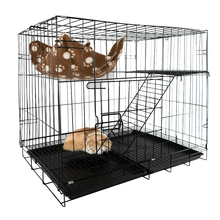 กรงแมว 2 ชั้น กรงแมว กรงสัตว์เลี้ยง ขนาด 70x60x50 cm กรงกระต่าย กรงหมา กรงพับได้ กรงแมวพับได้  Cat Cage Maddox