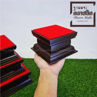 ฐานวางพระ สีโอ๊ค สไตล์คลาสสิค ใบบุญเฟอร์นิเจอร์ สูง 3 นิ้ว [ B042-1 ]