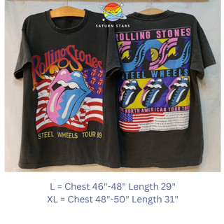 เสื้อยืดฟอก Bio The Rolling Stones - Steel Wheels Tour 89 (ป้าย Brockum)