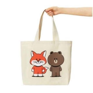 กระเป๋าผ้า Maison Kitsune x Line Friends 🐻: ขนาดประมาณ 45x35.5 cm