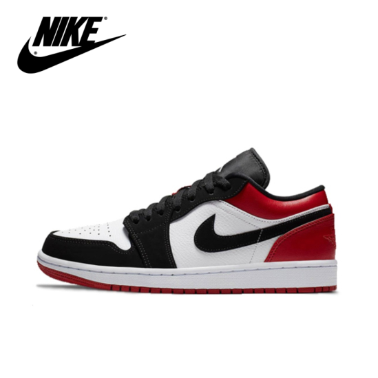 Nike Air Jordan 1 Low Black Toe Black, Red and White ของแท้ 100 %  gentleman Woman style Sports shoes Running shoes