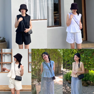 โค้ด WYNZHR ลด 75.- 🌻Sunflower เสื้อครอปแขนกุดชายระบาย ด้านหลังผูกโบว์