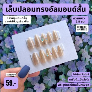 เล็บปลอม ทรงอัลมอนด์สั้น 2.5 ซม. CHAMPAGNE QUEEN ฟรี!อุปกรณ์ติดเล็บครชุด พร้อมส่ง