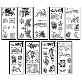 1แผ่น สติกเกอร์แททูลายยันต์ไทยขนาด S-L