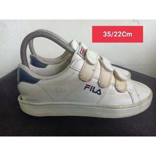 Fila Size 35 ยาว 22 Cm  รองเท้ามือสอง ผู้หญิง เท้าเล็ก  ผ้าใบ สวม แฟชั่น ลำลอง เที่ยว