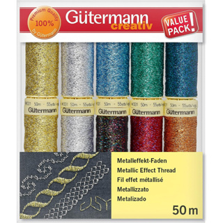 Gütermann Metallic Effect Sewing Thread for Hand and Machine ชุดด้ายเมทัลลิก No.90 (734007-1)