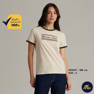 Mc JEANS   เสื้อยืดแขนสั้นผู้หญิง คอกลม สีครีม MTTZ636