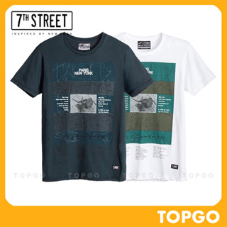 7th Street เสื้อยืด แนวสตรีท รุ่น Paris NY (กรมเข้ม - ขาว) NPN001 , NPN006 ของแท้