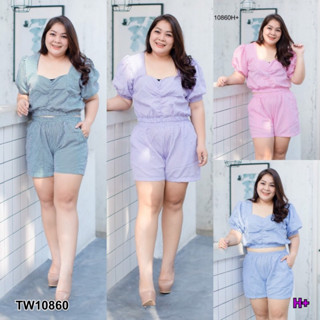 TW10860 Set 2 ชิ้น #BigSize เสื้อคอเหลี่ยม+กางเกงขาสั้น