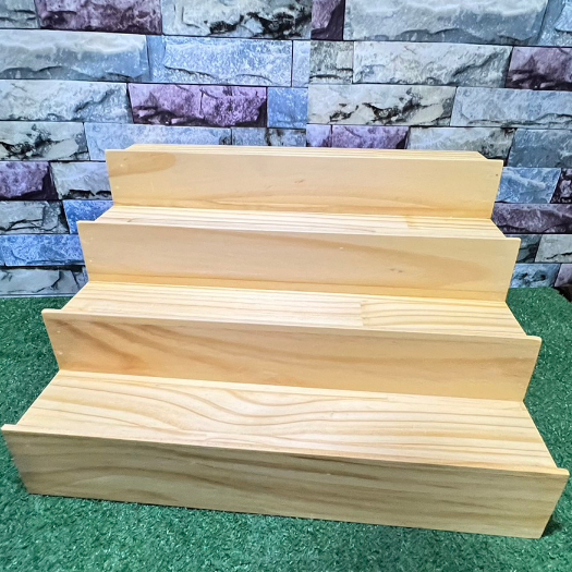 👉HAS13-4*40 ชั้นไม้ 4 ชั้น - แบบปิดทึบ มีกันตกด้านหน้า ขั้นบันได โชว์สินค้าวางของขาย ขนาดกxยxส 32x40x20 cm. HAS13-4*40