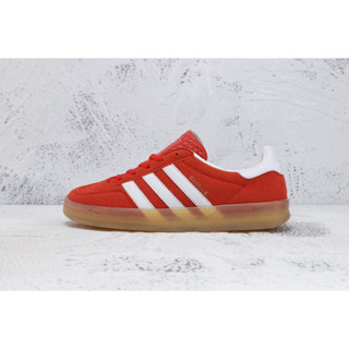 Adidas Originals Gazelle Indoor สีแดงและสีขาว ลื่นสไตล์วินเทจแฟชั่นต่ำด้านบนกีฬารองเท้าลำลอง  แท้100%ผู้ชายผู้หญิง