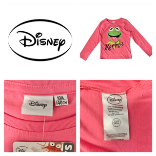 Disney (D1) ของแท้ 10ขวบ เสื้อยืดคอกลม แขนยาว เด็กผู้หญิง สีชมพู ลายกบ🐸