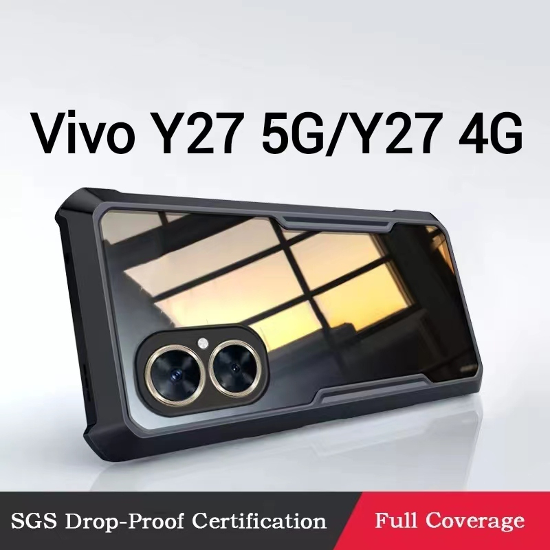 Vivo Y27 5G/Y27 4G/Y36(ส่งในไทย)เคสกันกระแทกขอบสีหลังใสVivo Y02T/Y02A/V27 5G/V27Pro 5G/Y02/Y35/V25 5