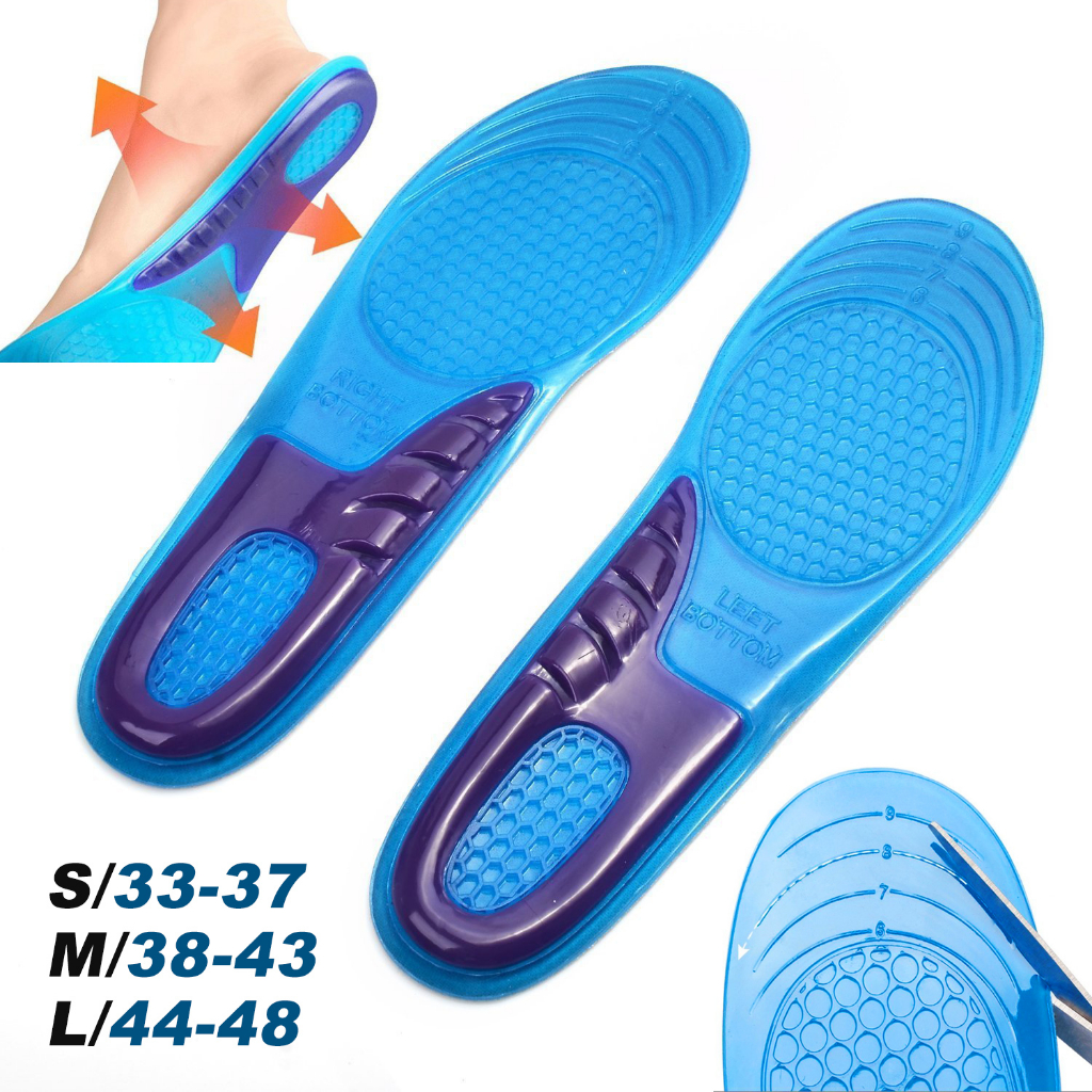 GEL insole แผ่นเจลพื้นรองเท้า แผ่นเสริมรองเท้าเพื่อสุขภาพ แก้อาการปวดเท้า-ส้นเท้า ลดความเมื่อยล้า