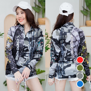 เสื้อตกปลาแขนยาว JK Thailand เสื้อกันยูวี ลาย CAMO BASS ป้องกันรังสี UV 80% แห้งเร็ว