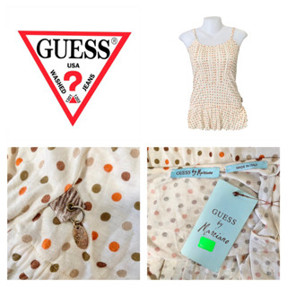 Guess(เกสส์) เสื้อสายเดี่ยว ผู้หญิง สีครีม ลายจุด อก30-34 นิ้ว