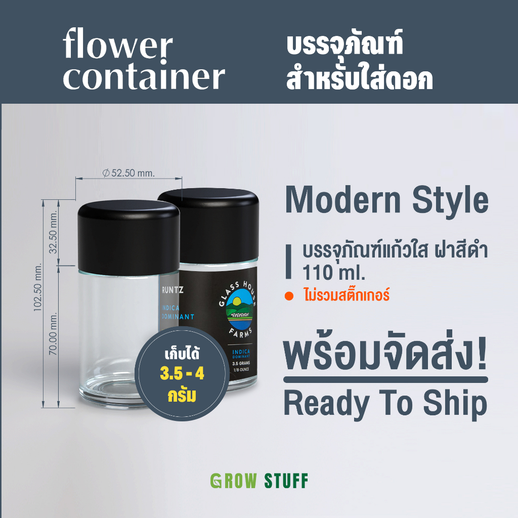 Modern Style - บรรจุภัณฑ์ใสฝาดำขนาด110ml. แพ็คจำนวน 5 ใบ