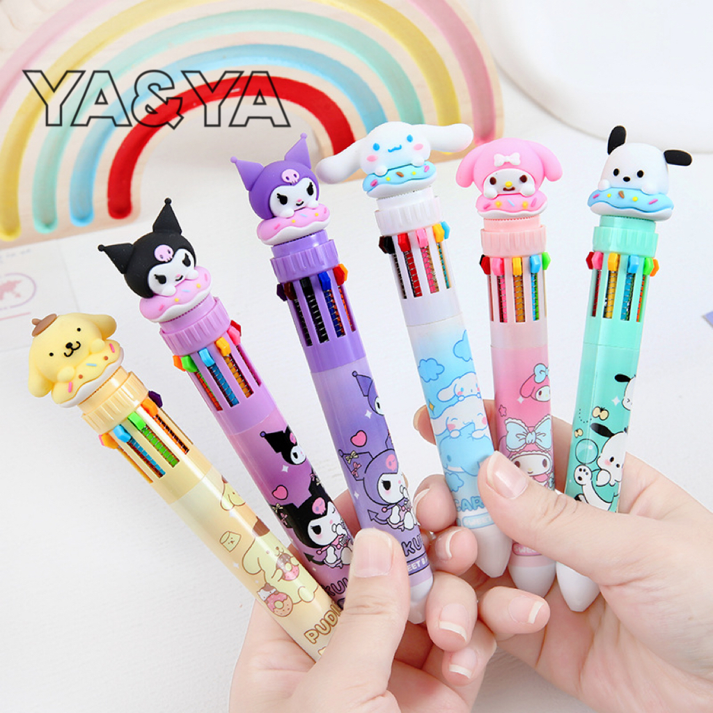 พร้อมส่ง ปากกาลูกลื่น10สี ขนาด 0.7mm เครื่องเขียนนักเรียน ปากกาหลายสี ปากกาลูกลื่นแบบกด ปากกา ลูกกวาด 1ด้าม10ส