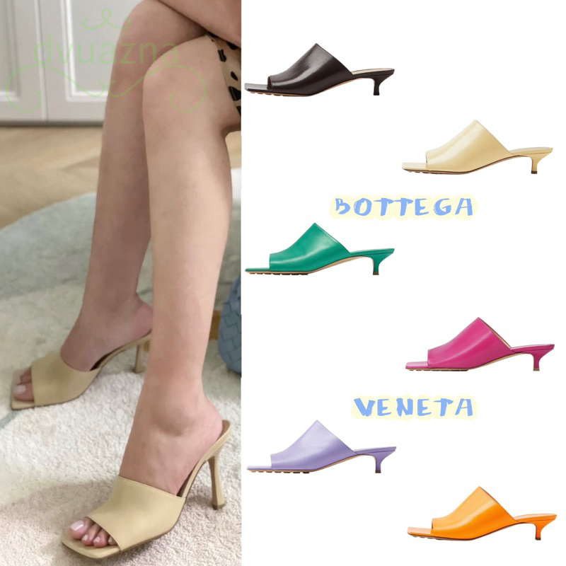 แบรนด์ใหม่ 100% ของแท้ BOTTEGA VENETA / BV สุภาพสตรีรองเท้าแตะส้นเล็ก