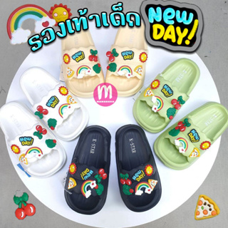 รองเท้าแตะเด็ก สายรุ้ง NEW DAY พื้นนุ่ม 4 สี รองเท้าเด็ก (SK67)