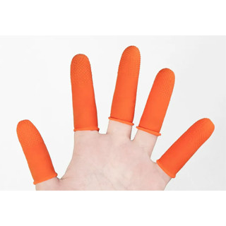 ถุงนิ้วยางสีส้ม Finger Cots Anti static Size : L บรรจุ 50 ชิ้น กันบาด กันลื่น ใส่สบาย