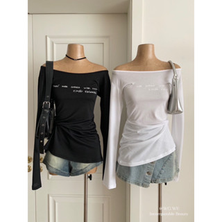 เสื้อแขนยาว สกรีนลายด้านหน้า เนื้อผ้าบางเบา TAG:WG.WE 🇰🇷