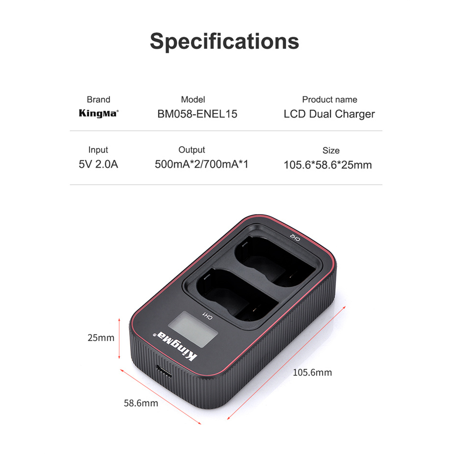 Kingma Nikon EN-EL15  แบตเตอรี่ และ ที่ชาร์จสำหรับ แบต ENEL15 / ENEL15C (ประกันศูนย์ไทย1ปี)