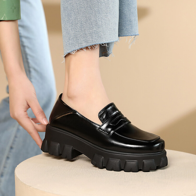 รองเท้าไซส์ใหญ่ (40-48) รองเท้าโลฟเฟอร์ Loafers ส้นสูง 2 นิ้ว หนัง pu พรีเมี่ยม งานสวย มี 2 สี (3254)