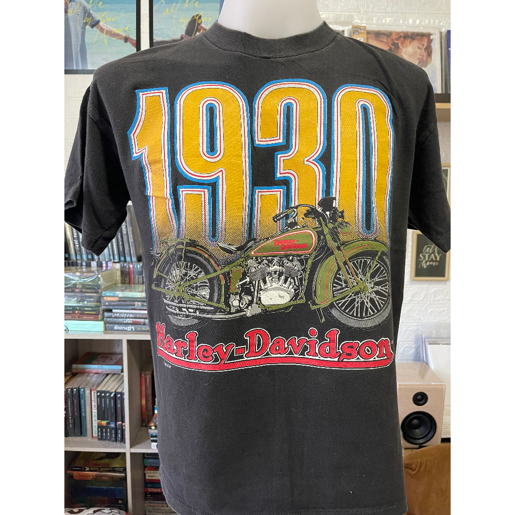 เสื้อวินเทจ Harley Davidson Panhead 90s Fun Wear 1930 Size L สีดำ ตะเข็บเดี่ยว