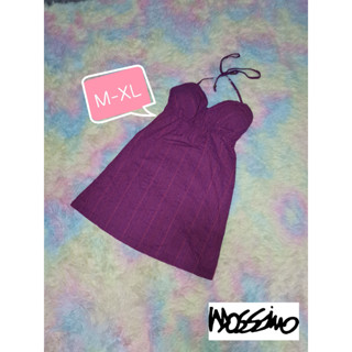 Mossimo🔴M-XL🔴เดรสคล้องคอ เดรสสม็อค ชุดเดินชายหาด เดรสสีม่วง สม็อคหลัง Dress Smock