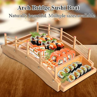 สะพานไม้ซูชิ ถาดเสิร์ฟซูชิ เรือซูชิ จานอาหารสำหรับร้านอาหารซ…