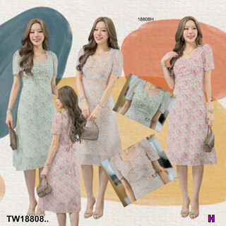 👗Pfashion [ส่งไวมาก🚛]  P18808 เดรสชีฟอง เชือกเอว ซับในทั้งตัว ..