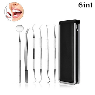 ชุดขูดหินปูน 6ชิ้น ขูดหินปูน ทำความสะอาดช่องปาก 6 Pcs ต่อSet Stainless Steel Dentist Tool thejoyful