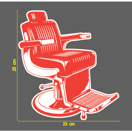 สติกเกอร์ ตัด ไดคัท รูป เก้าอี้ ร้าน ตัดผม แนว วินเทจ Vintage Barber Shop Chair 23 x 25 ซม - PVC กันน้ำ ร้านตัดผม บุรุษ