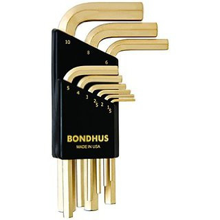 BONDHUS ประแจหกเหลี่ยมตัวแอลแบบยาว ชุปทอง14K 13ชิ้น 0.05"-3/8 "รุ่น 38137 GOLD14K USAแท้