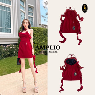 AMPLIO: Dressชุดแดงมีดอกกุหลาบ(*สอบถามสต๊อกก่อนกดสั่งน๊า)