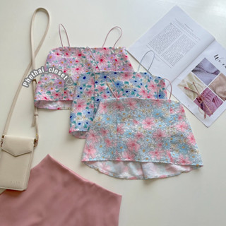 ♡Sweety camisole♡สายเดี่ยวครอปลายดอกไม้🌸