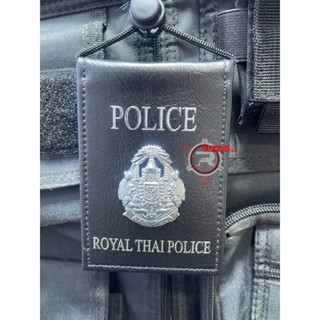 ซองหนังเเท้ใส่บัตรห้อยคอ ตำรวจ กระเป๋าหนังใส่บัตรคล้องคอ ROYAL THAI POLICE โลโก้โลหะชุบเงิน