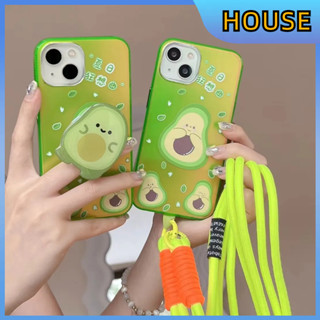 💲คูปองเคลม💲เคสไอโ case for iphone 11 12 อะโวคาโดกับโซ่ เคส 14 13 12 11 pro max ซิลิโคนเหลวมีความทนทาน