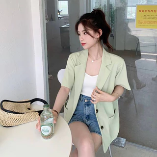 พร้อมส่ง ❗B04 🌈🍭 เบลเซอร์ตัวยาวสาวอวบ แขนสั้น กระดุมดำ รอบอก 42-52-62 ใหญ่พิเศษ ใส่ทำงาน ใส่เที่ยวน่ารัก เกาหลีมากกกก