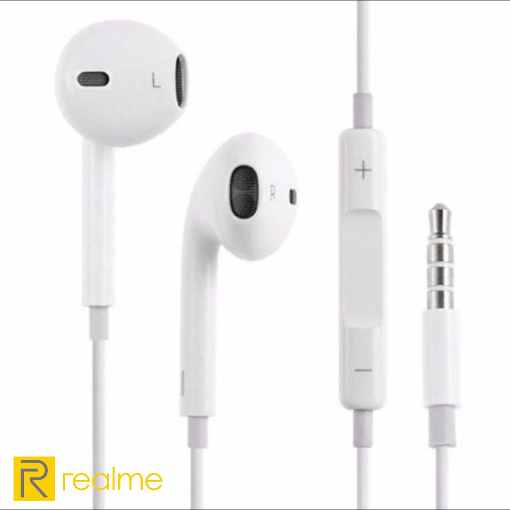 หูฟัง สมอลทอล์ค Realme Aux 3.5mm เรียลมี รูปทรงสวมใส่สบาย เสียงดี เบสนุ่ม เล่น-หยุดเพลง เพิ่ม-ลดระดับเสียง 10 Pro