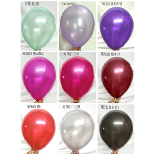 ลูกโป่งกลมเมทัลลิก/มุก12นิ้วเนื้อหนา(10ใบ)สีสวย metallic balloon พร้อมส่งจากไทย