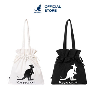 KANGOL Bag กระเป๋าถือ กระเป๋าผ้าหูรูด ใบใหญ่ใส่แท็บเล็ตได้ สีขาว, ดำ 61251711