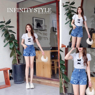 กางเกงยีนส์สกิดหัวใจ mini heart jeans