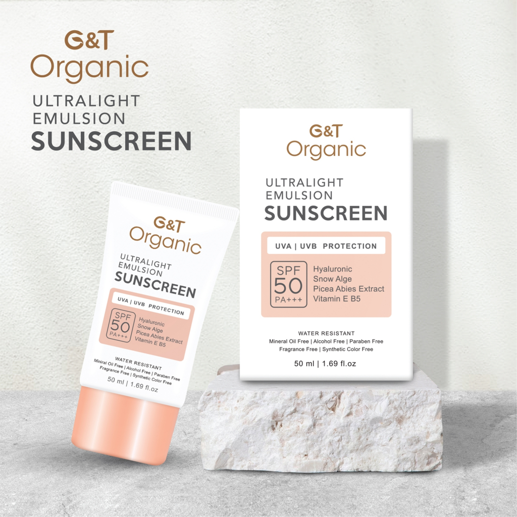 ครีมกันแดด ออร์แกนิค G&amp;T Organic Mild Sunscreen SPF50PA+++ กันแดดเนื้อบางเบา อ่อนโยน คุมมันดี พร้อมสารสกัดบำรุงผิว