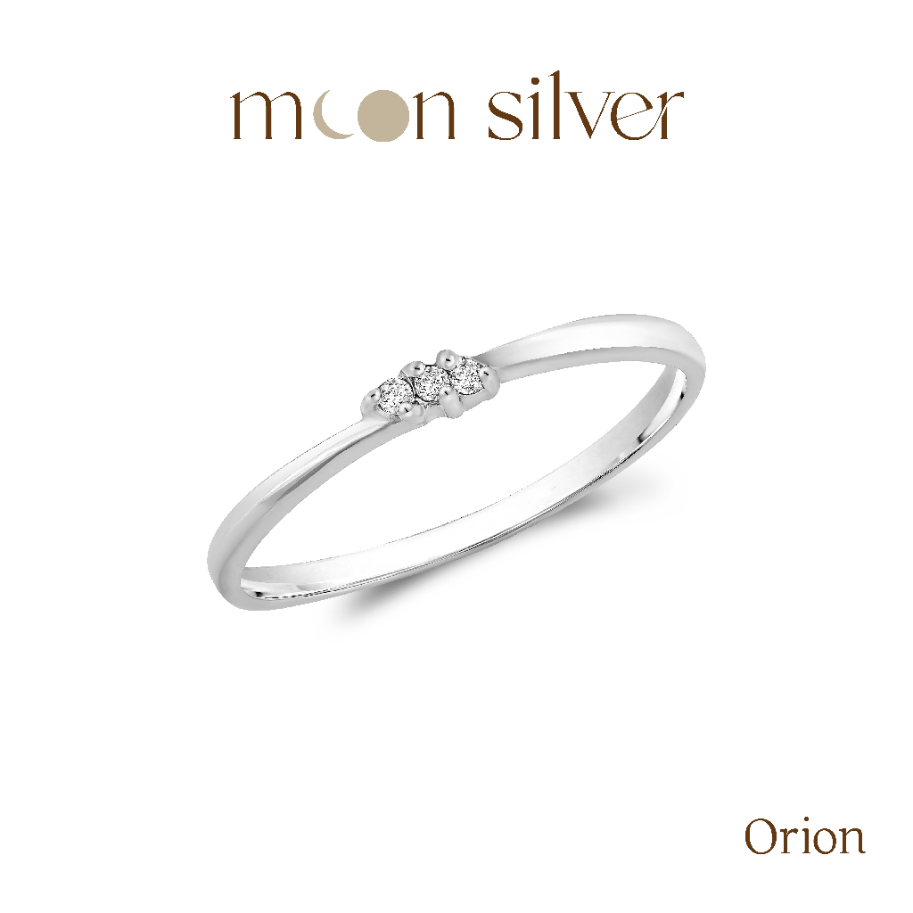 Moonsilver แหวนเงิน รุ่น Orion แหวนเงินแท้925 ฝังเพชร CZ แหวนมินิมอล