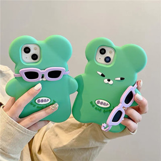 CS166 เคสมือถือสุดเท่ ลายน้องหมีแบร์ใส่แว่น เคสซิลิโคนกันกระแทก หมี Bear สินค้าพร้อมส่ง