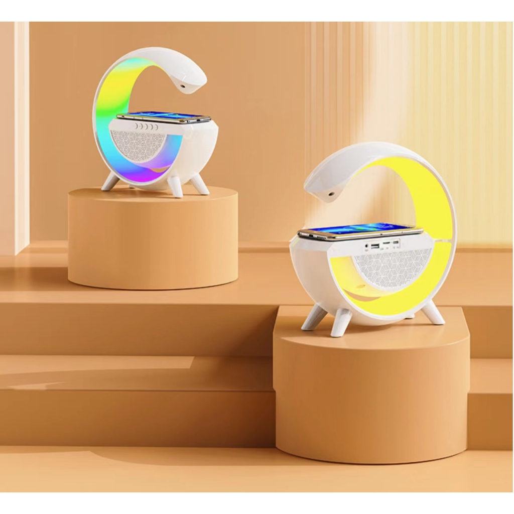 ลําโพงบลูทูธไร้สาย+แท่นชาร์จไร้สาย โคมไฟ LED 7สี พกพา Bluetooth Wireless Charging Speaker