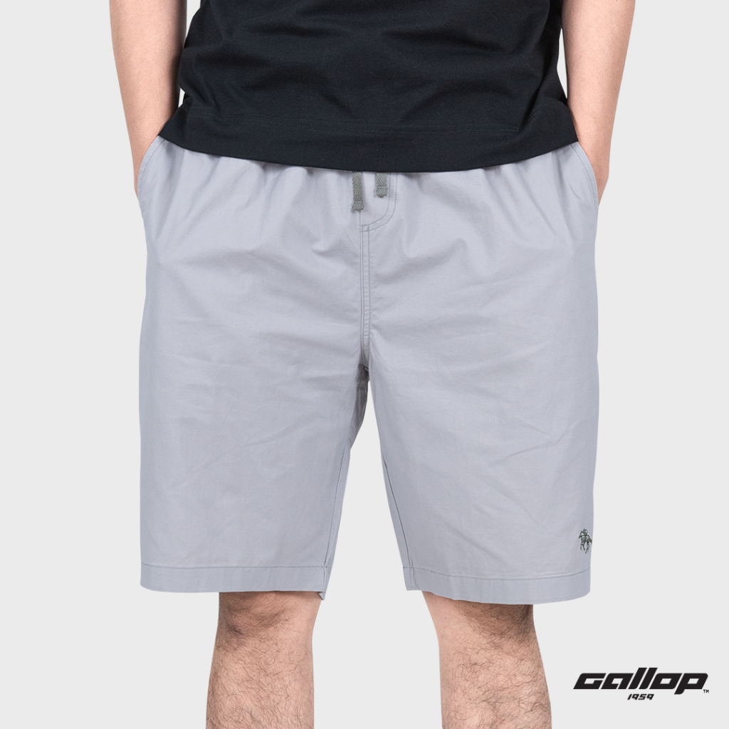 GALLOP : Twill Shorts กางเกงขาสั้นเอวยางยืดผู้ชาย รุ่น GS9027 โทนสี Classic มี 2 สี ครีม,เทา