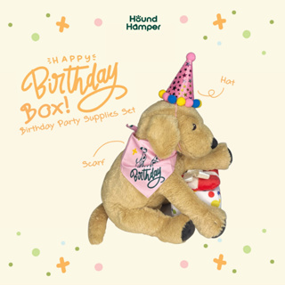 Hound Hamper Birthday Box PINK - กล่องวันเกิดน้องหมา ผ้าพันคอสีชมพู